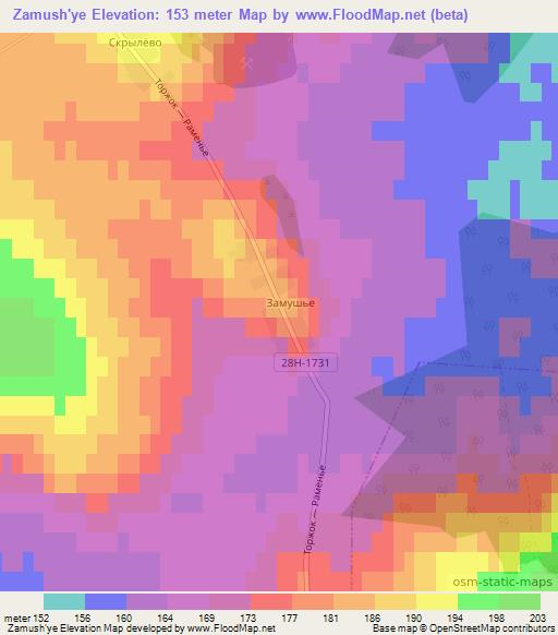 Zamush'ye,Russia Elevation Map