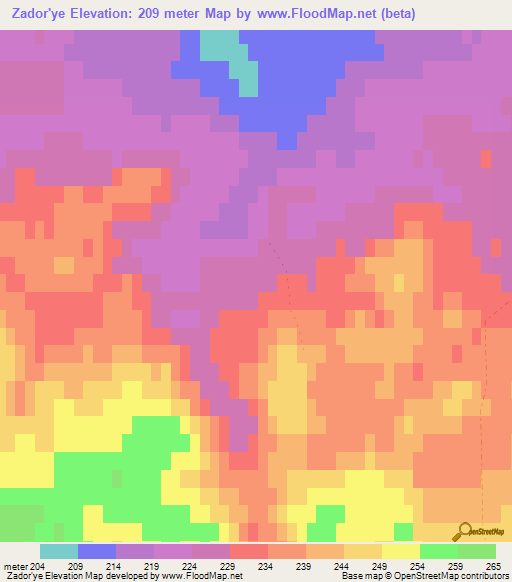 Zador'ye,Russia Elevation Map