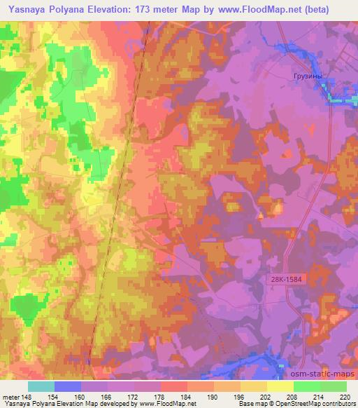 Yasnaya Polyana,Russia Elevation Map