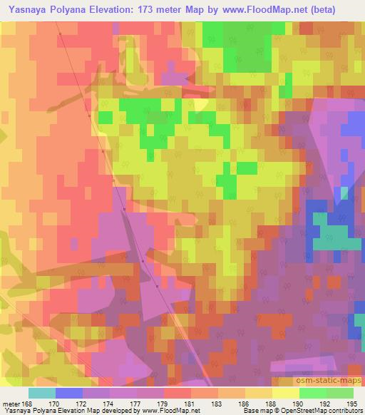 Yasnaya Polyana,Russia Elevation Map