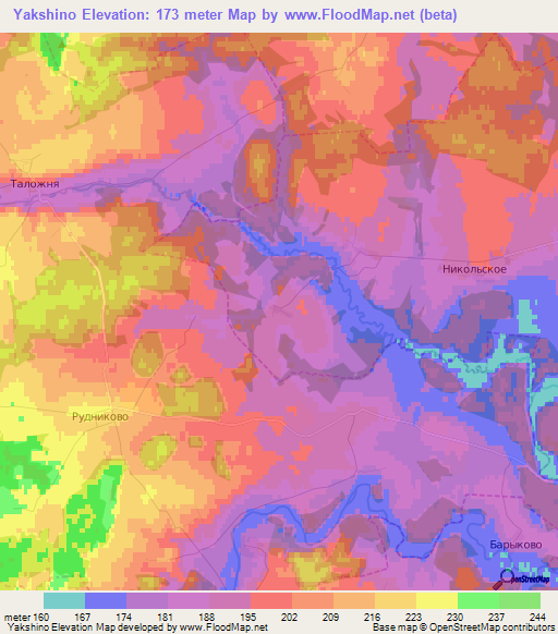 Yakshino,Russia Elevation Map