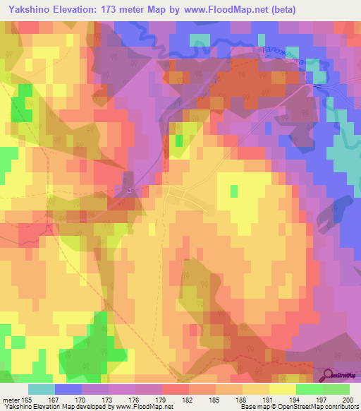 Yakshino,Russia Elevation Map