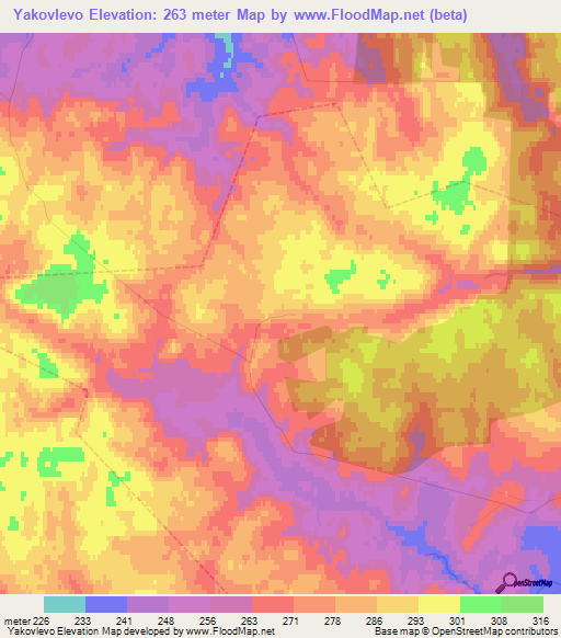 Yakovlevo,Russia Elevation Map