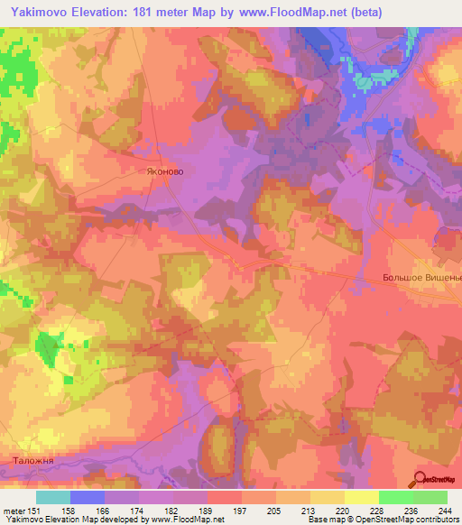 Yakimovo,Russia Elevation Map