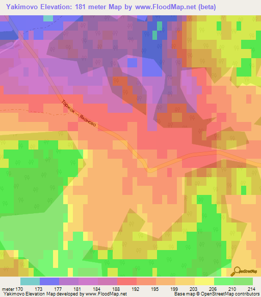 Yakimovo,Russia Elevation Map