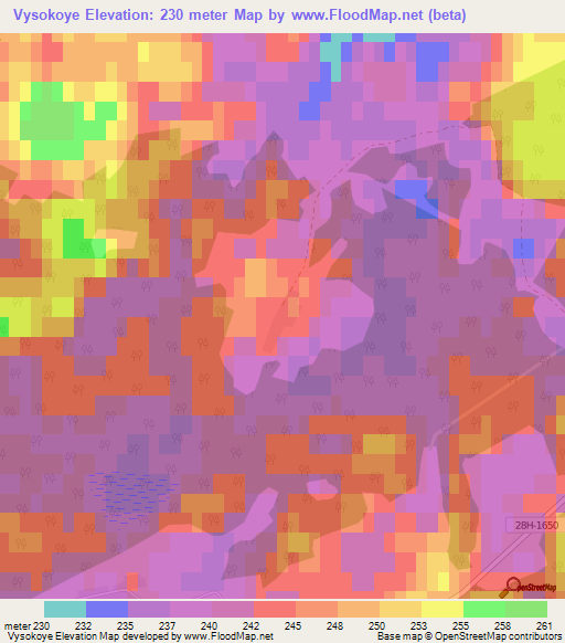 Vysokoye,Russia Elevation Map