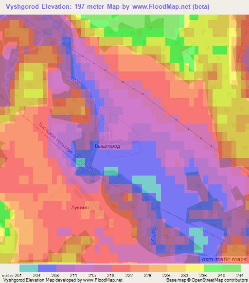 Vyshgorod,Russia Elevation Map