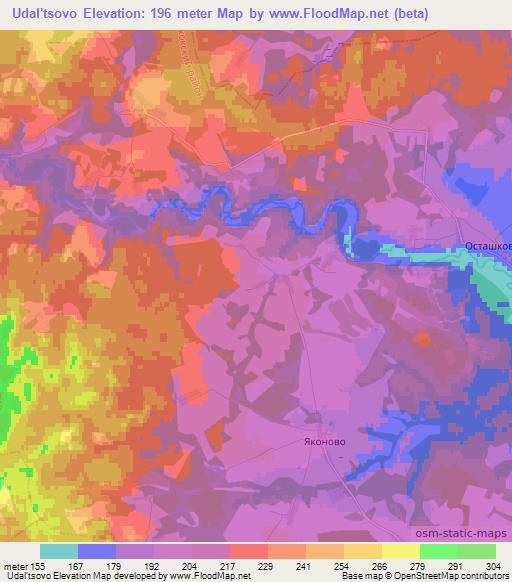 Udal'tsovo,Russia Elevation Map