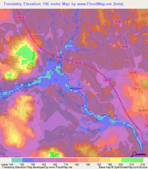 Tveretskiy,Russia Elevation Map