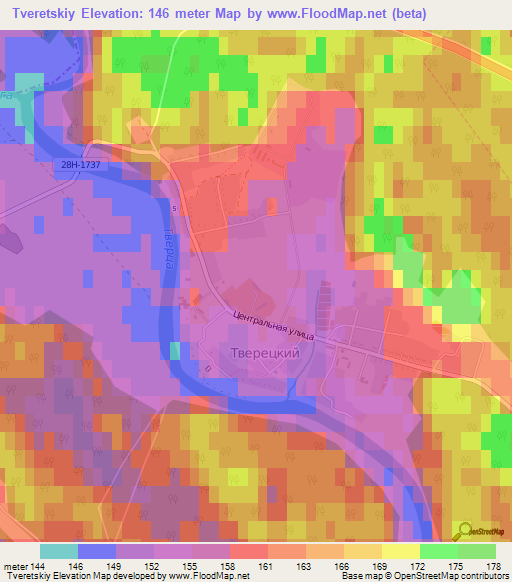 Tveretskiy,Russia Elevation Map