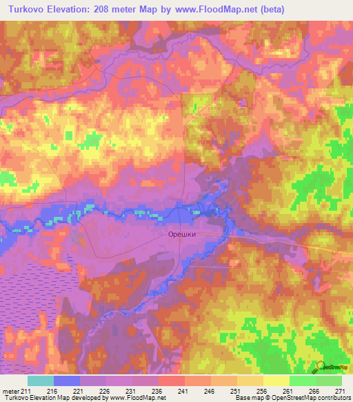 Turkovo,Russia Elevation Map