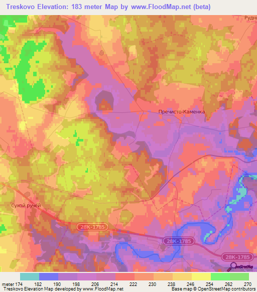 Treskovo,Russia Elevation Map