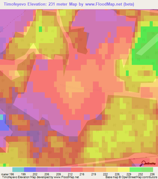 Timofeyevo,Russia Elevation Map