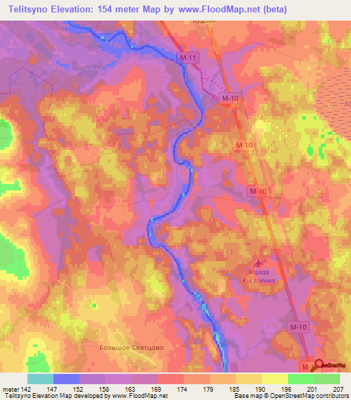 Telitsyno,Russia Elevation Map