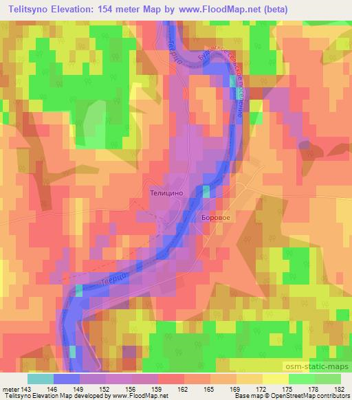 Telitsyno,Russia Elevation Map