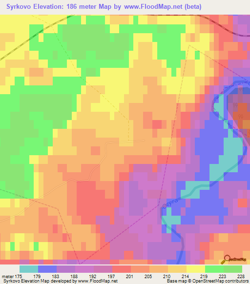 Syrkovo,Russia Elevation Map