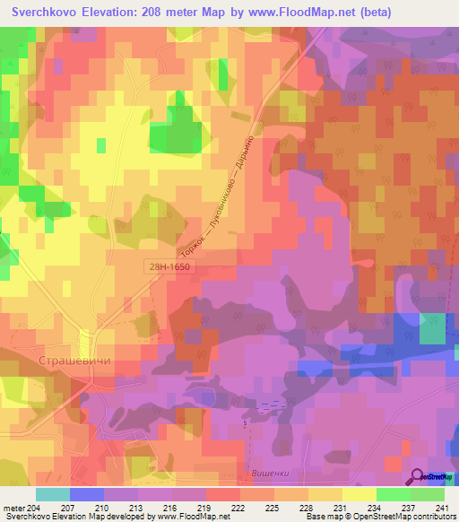 Sverchkovo,Russia Elevation Map