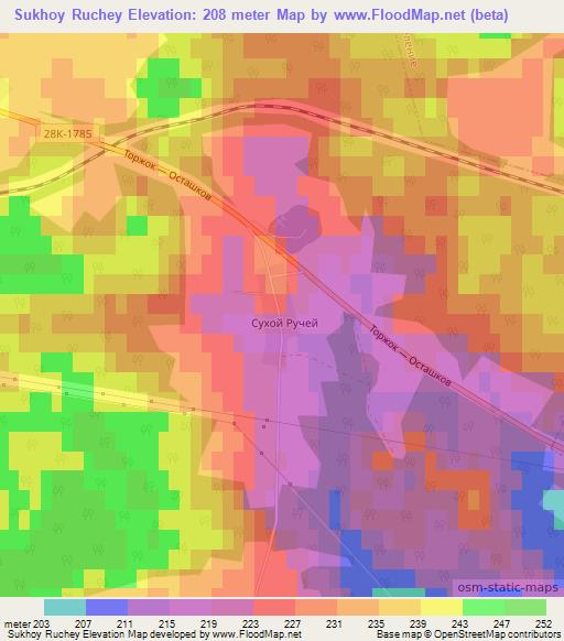 Sukhoy Ruchey,Russia Elevation Map