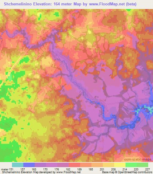 Shchemelinino,Russia Elevation Map