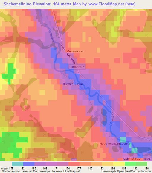 Shchemelinino,Russia Elevation Map