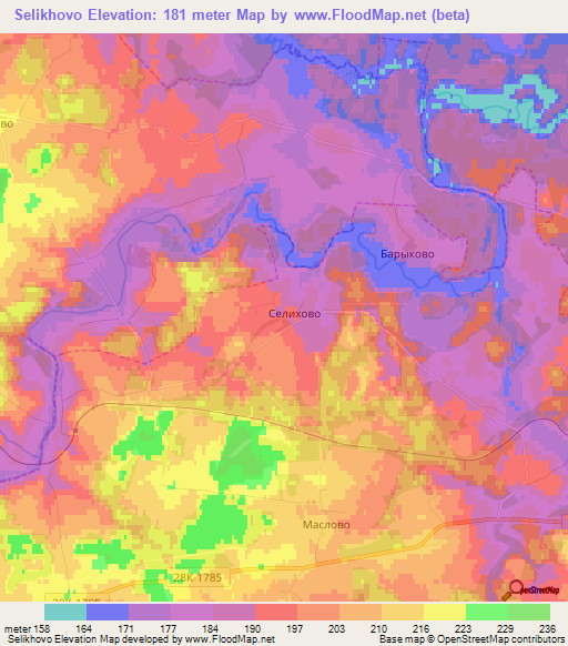 Selikhovo,Russia Elevation Map