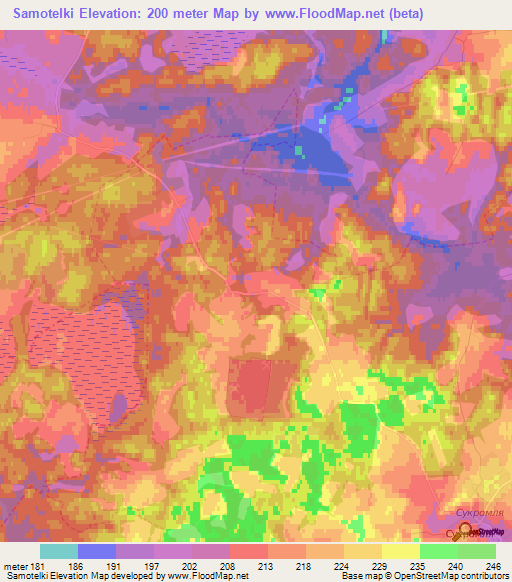 Samotelki,Russia Elevation Map