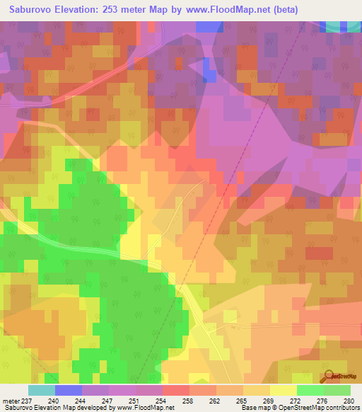 Saburovo,Russia Elevation Map