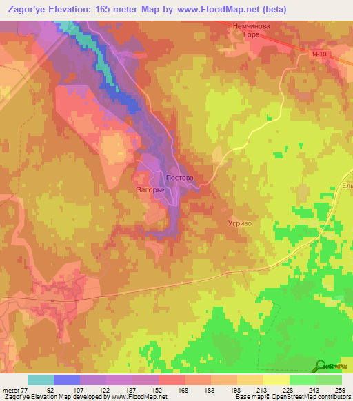 Zagor'ye,Russia Elevation Map