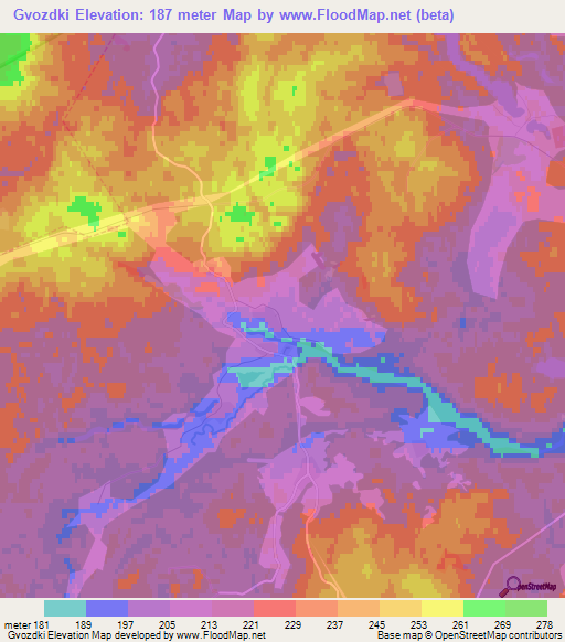 Gvozdki,Russia Elevation Map