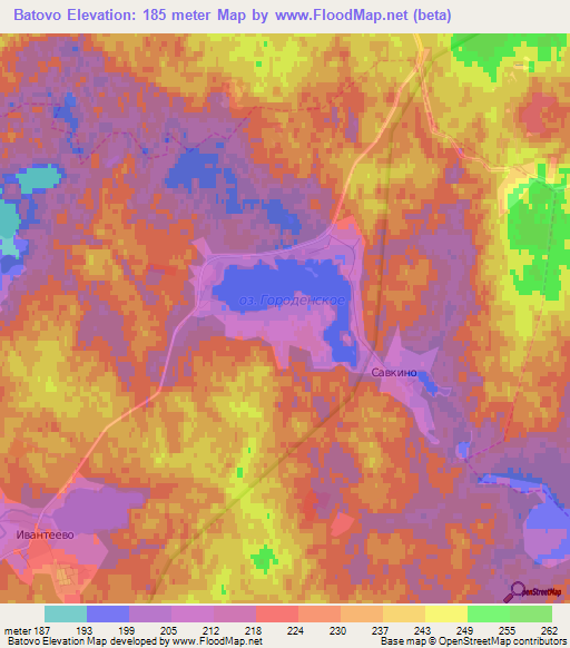 Batovo,Russia Elevation Map