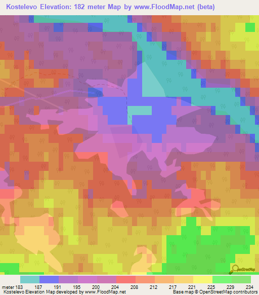 Kostelevo,Russia Elevation Map