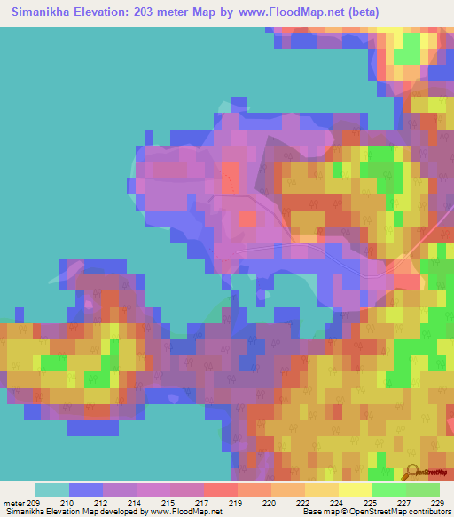 Simanikha,Russia Elevation Map