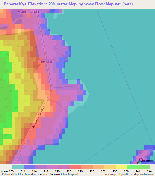 Paberezh'ye,Russia Elevation Map