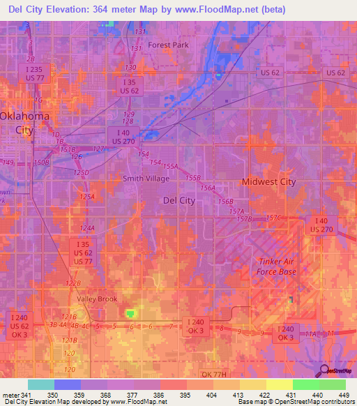 Del City,US Elevation Map