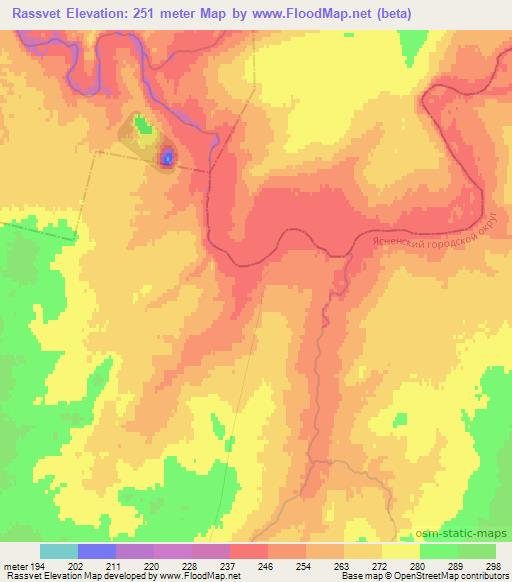 Rassvet,Russia Elevation Map