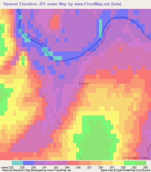 Rassvet,Russia Elevation Map