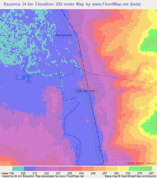 Kazarma 34 km,Russia Elevation Map