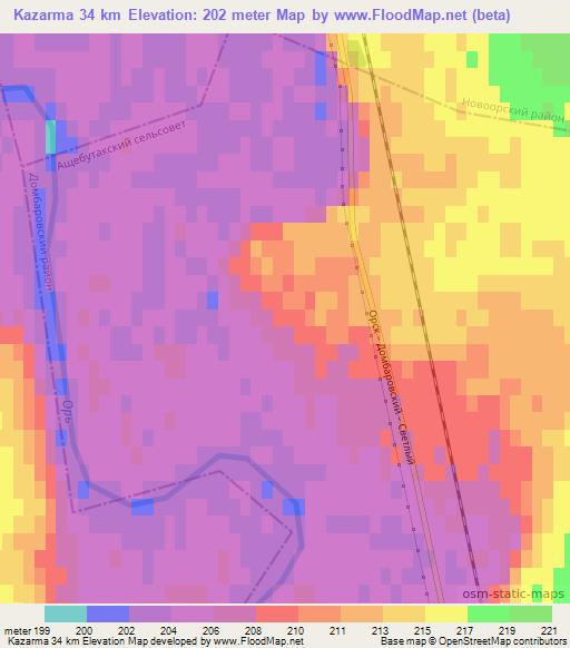 Kazarma 34 km,Russia Elevation Map