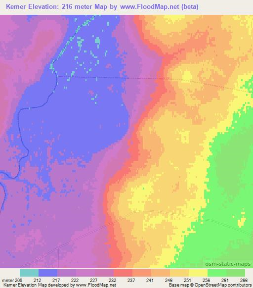 Kemer,Russia Elevation Map