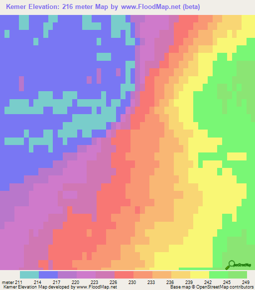 Kemer,Russia Elevation Map