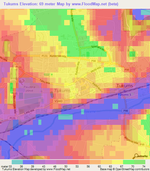 Tukums,Latvia Elevation Map