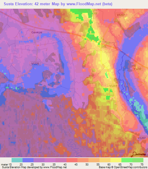 Susta,Latvia Elevation Map