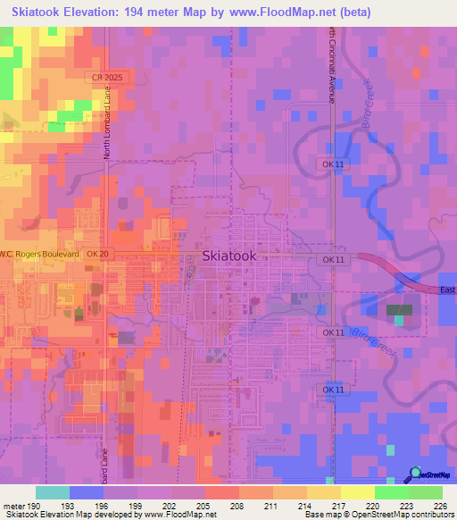 Skiatook,US Elevation Map