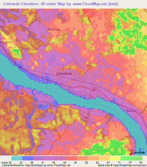 Lielvarde,Latvia Elevation Map