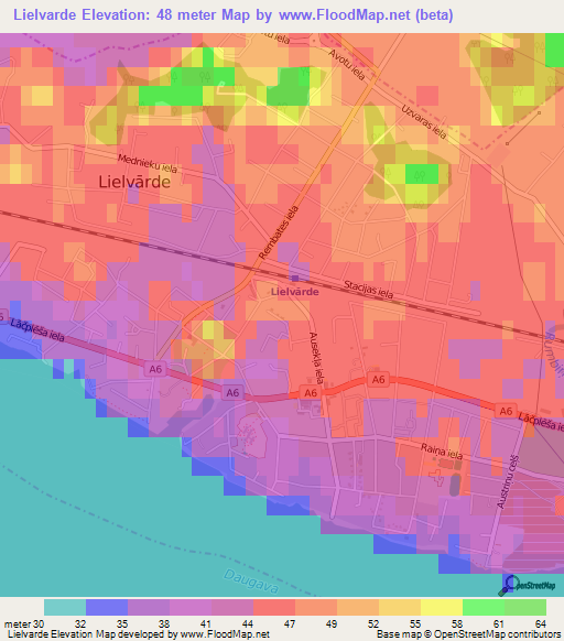 Lielvarde,Latvia Elevation Map