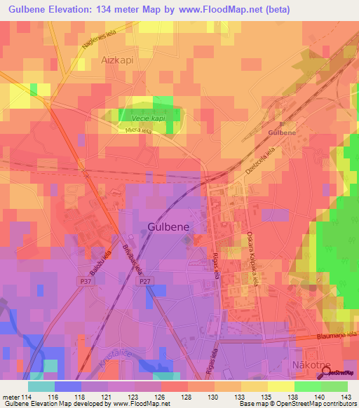 Gulbene,Latvia Elevation Map