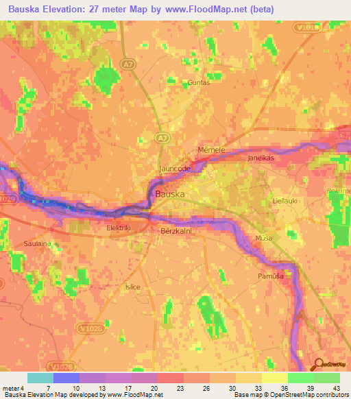 Bauska,Latvia Elevation Map