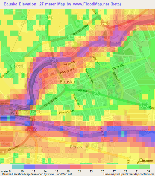 Bauska,Latvia Elevation Map