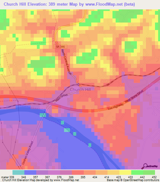 Church Hill,US Elevation Map