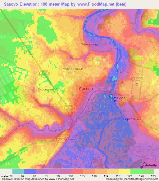 Sasovo,Russia Elevation Map